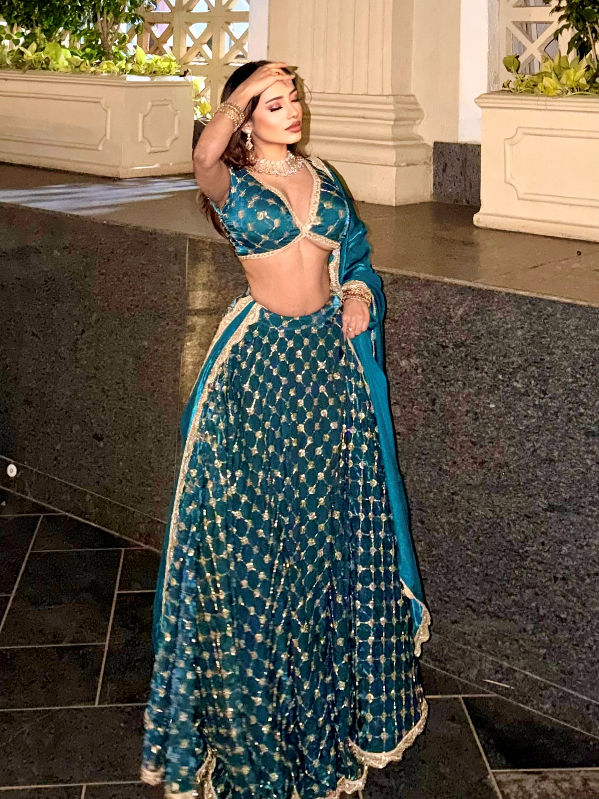 Teal Celestia Lehenga Set