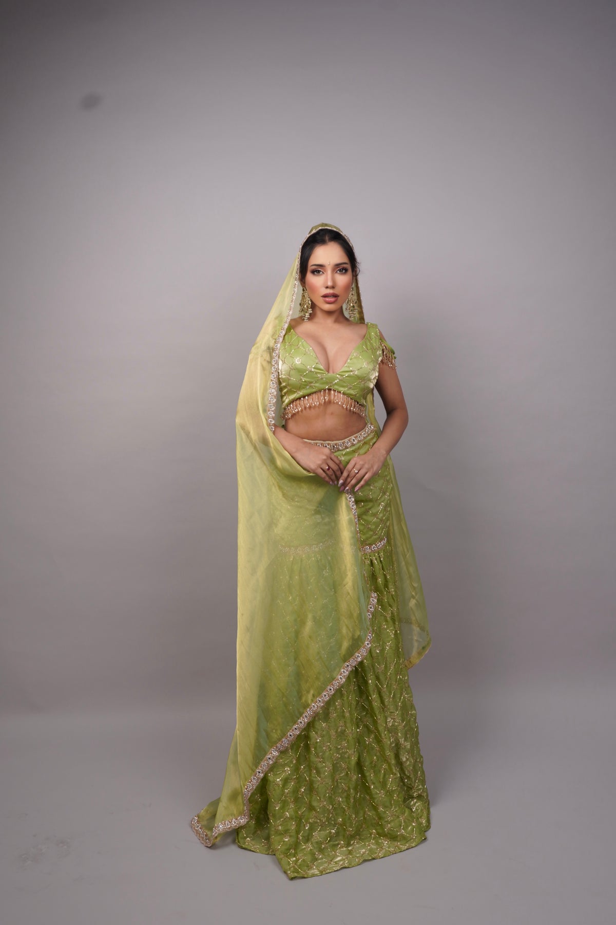 Pistachio Pearl Sharara Set