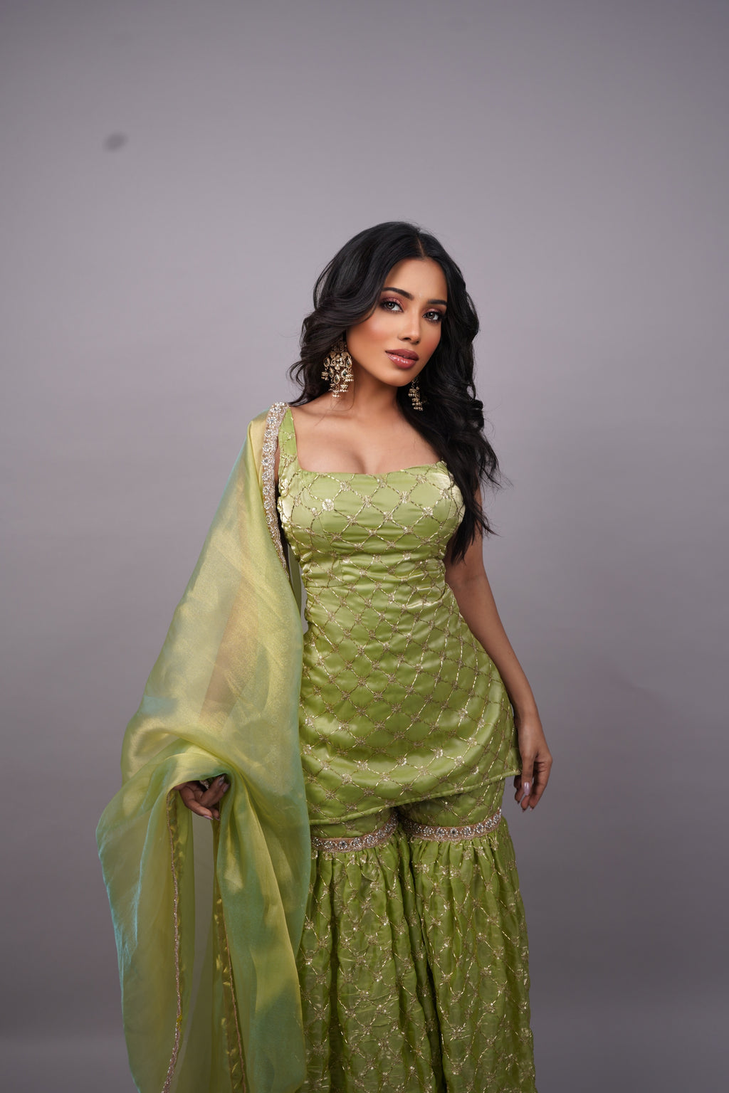 Meadow Glow Peplum Sharara Ensemble