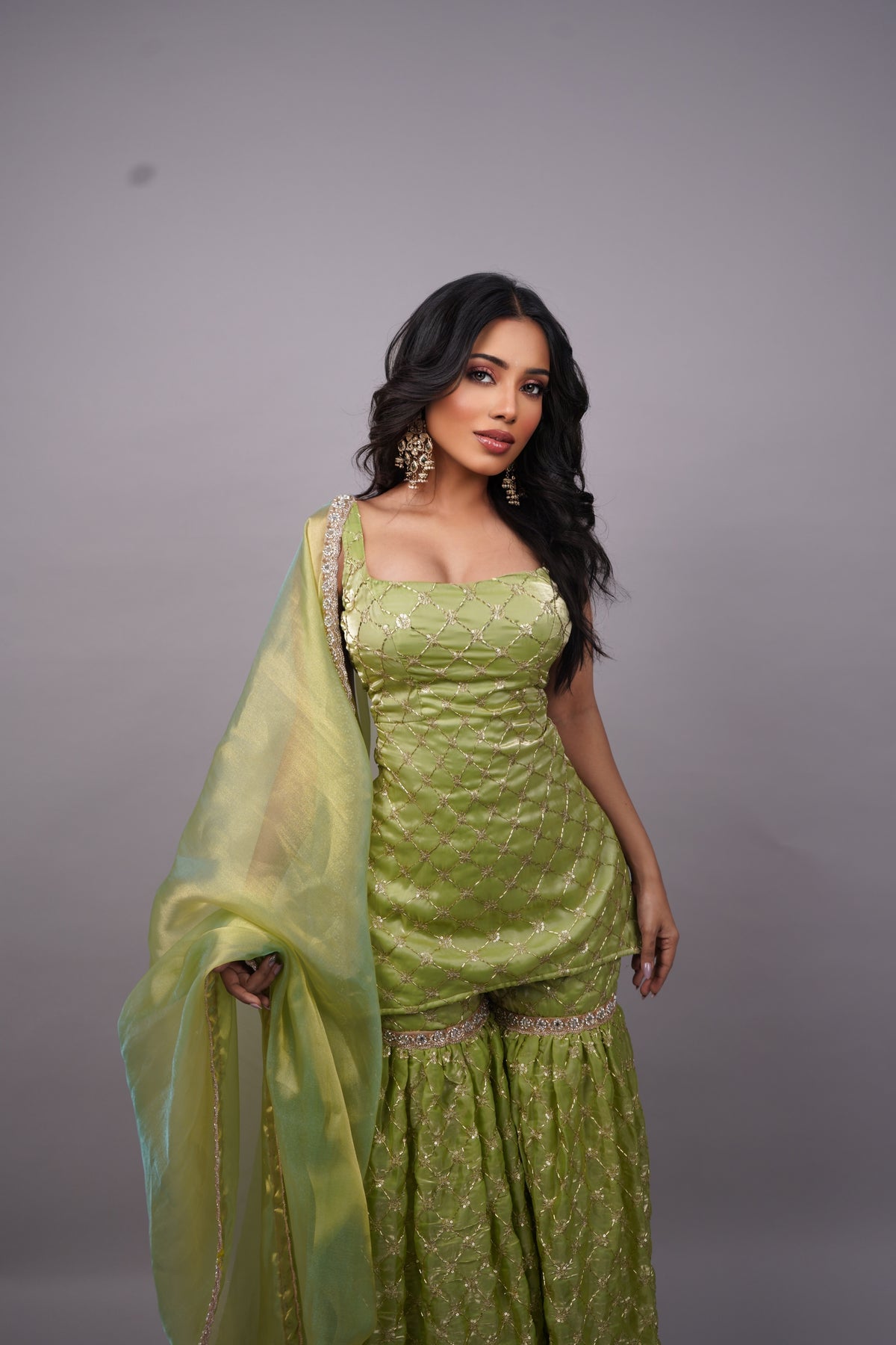 Meadow Glow Peplum Sharara Ensemble