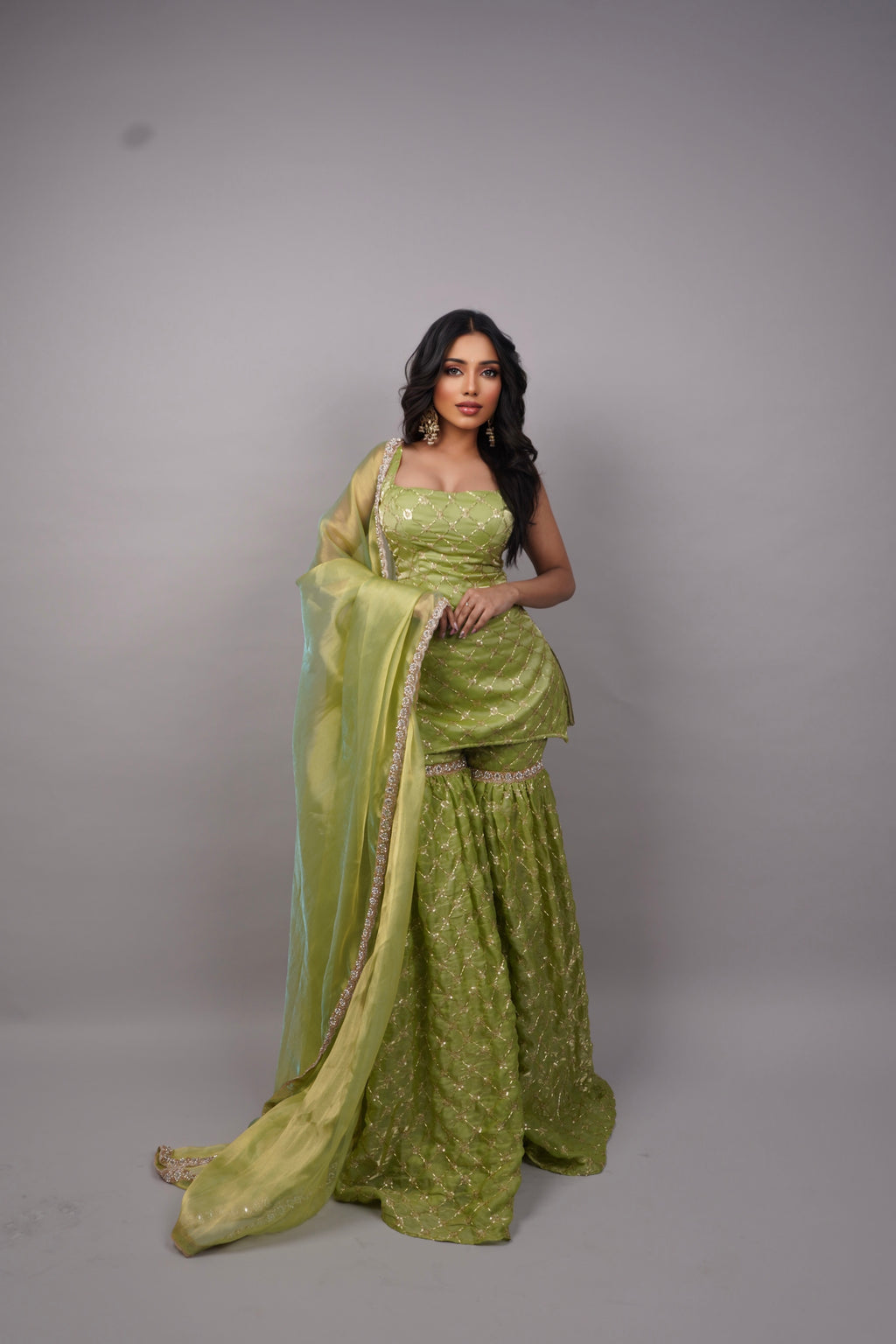 Meadow Glow Peplum Sharara Ensemble