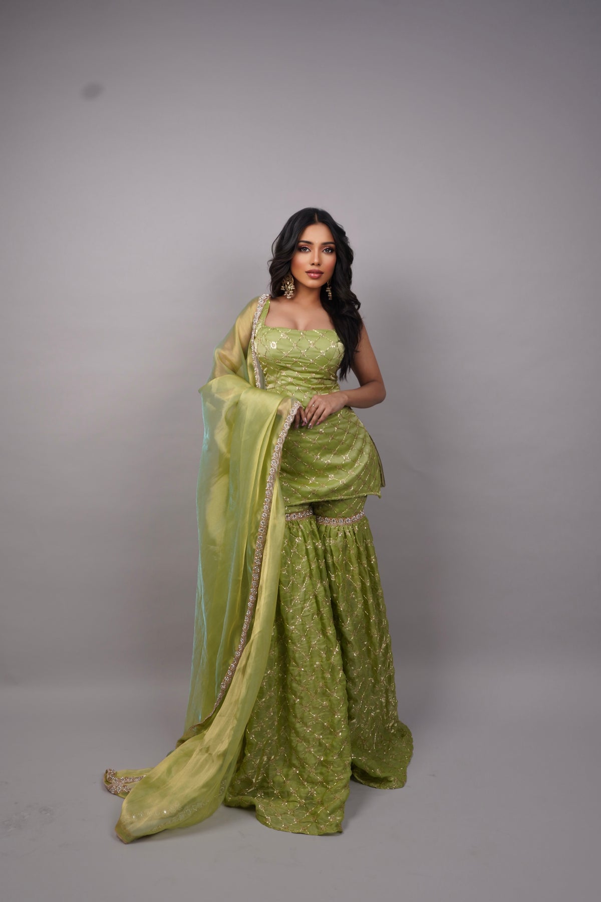 Meadow Glow Peplum Sharara Ensemble